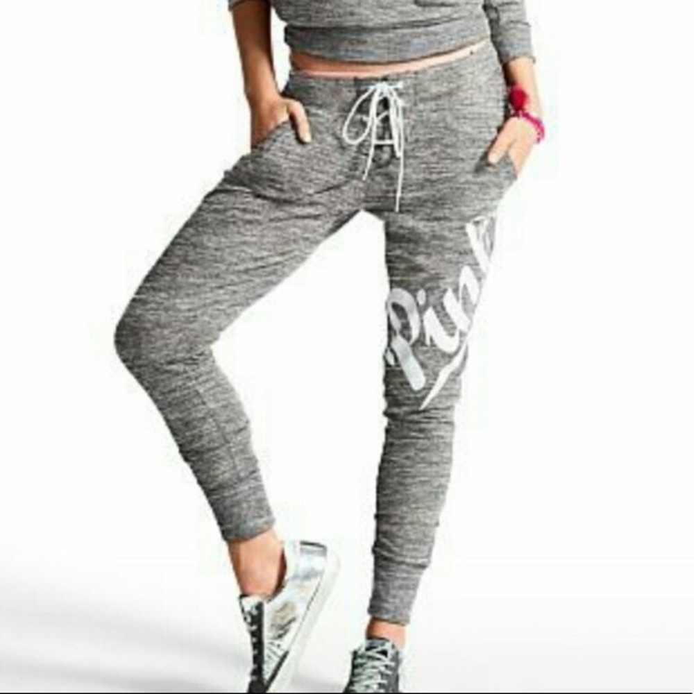 Victoria’s Secret pink sweatpants.